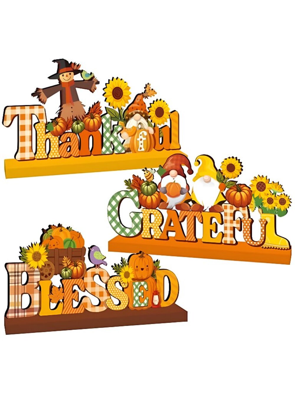 Fall Decorations for Home Wood Centerpieces 3pcs Thanksgiving Decorations